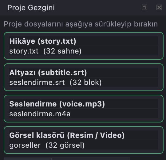Proje gezgini: dört dosya